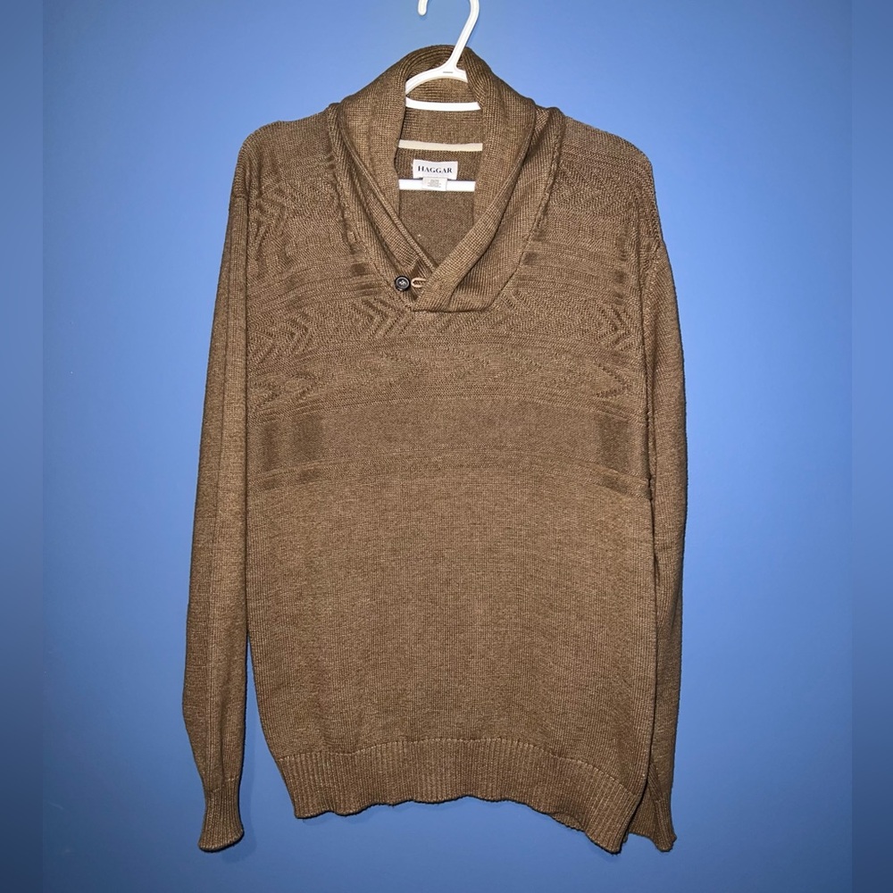 Haggar Men's Tan V-Neck Sweater